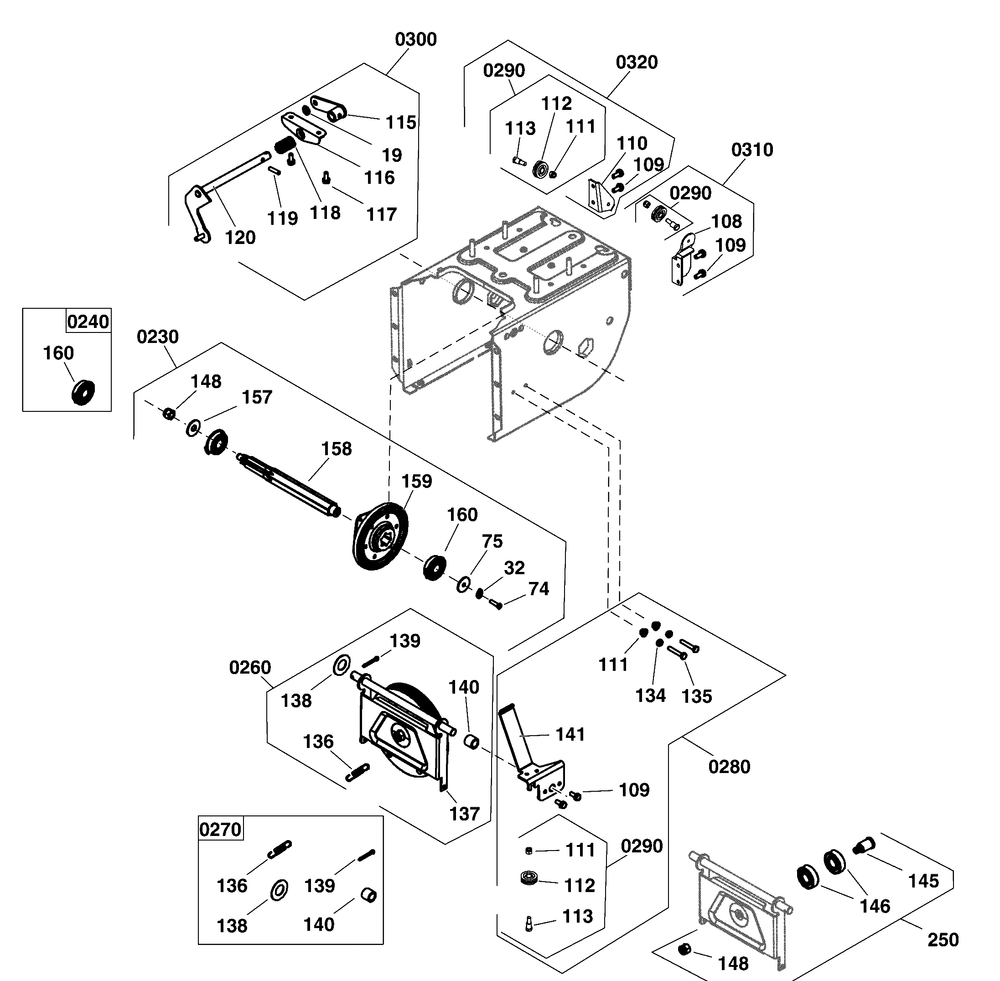 Transaxle Drive Group Diagram and Parts List for 1696620-03-M27/1150MD 2020 Briggs and Stratton Snow Blower
